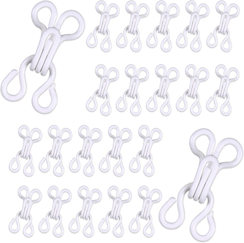 PECMER White 100 Set Sewing Copper Hooks and Eyes Closure for Sewing Clothing Bra Hooks Replacement - 2#(15mm) - Image 1